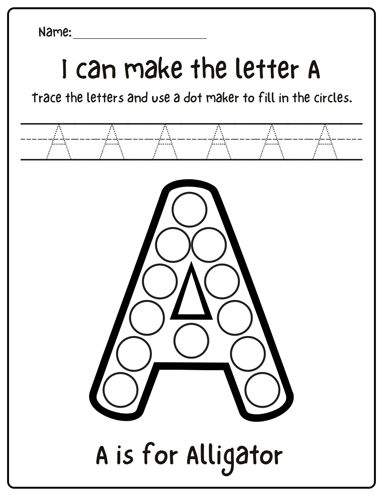 I can make the letter A dot marker dauber worksheet