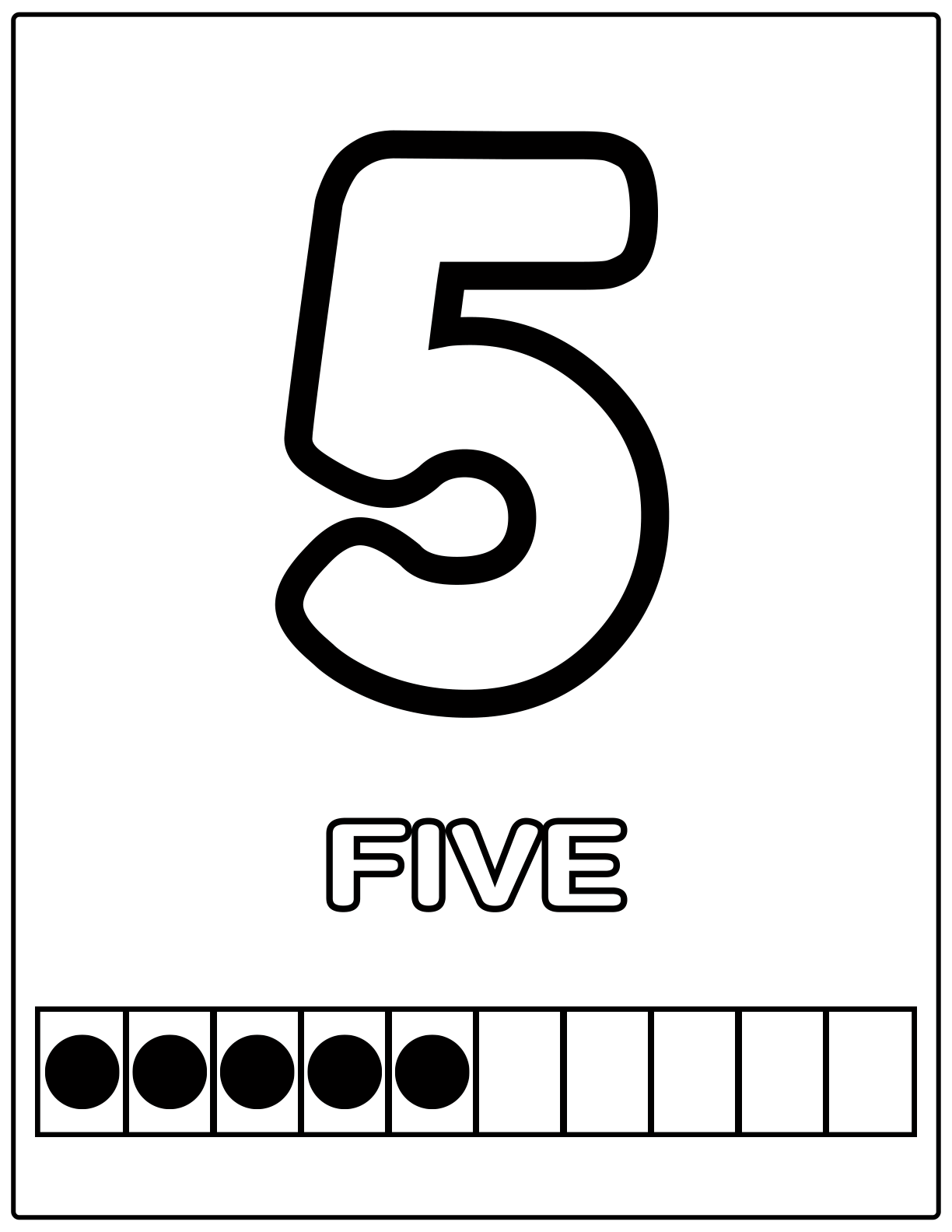 5 FIVE number identification and ten-frame worksheet