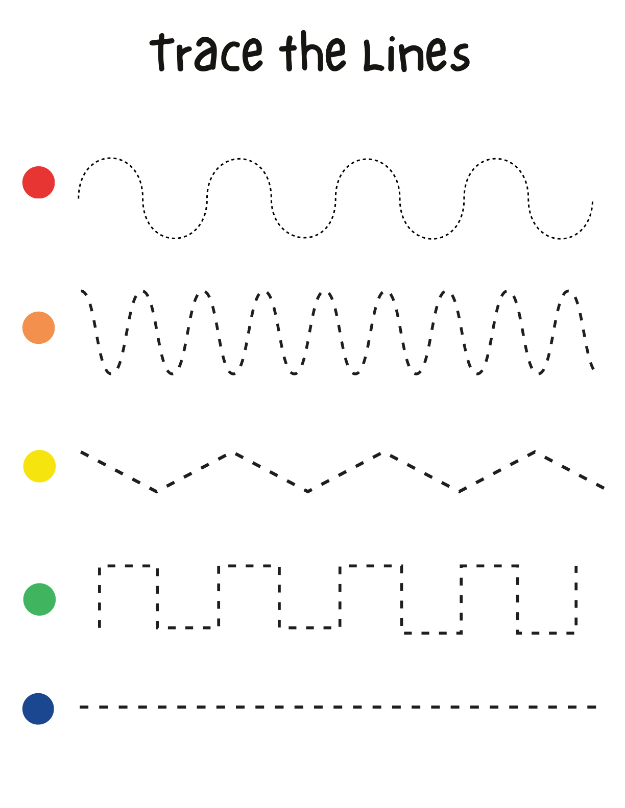 Trace the Lines early motor control handwriting worksheet