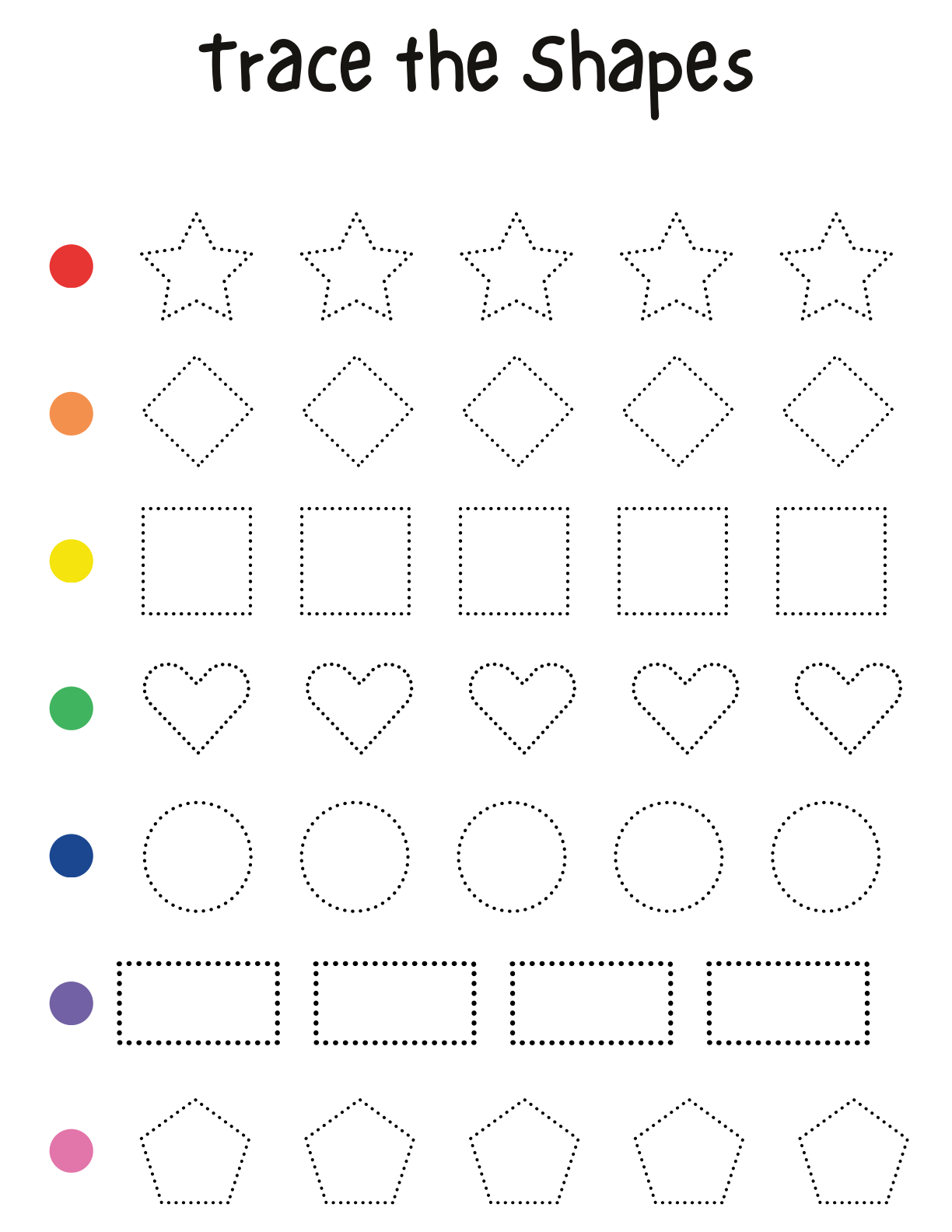 Trace the Shapes geometric shapes tracing worksheet